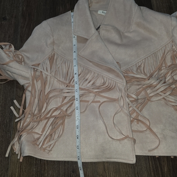 NWT Wisteria Lane Los Angeles Pink Fringe Suede Jacket Western Boho Size Large - Picture 9 of 13